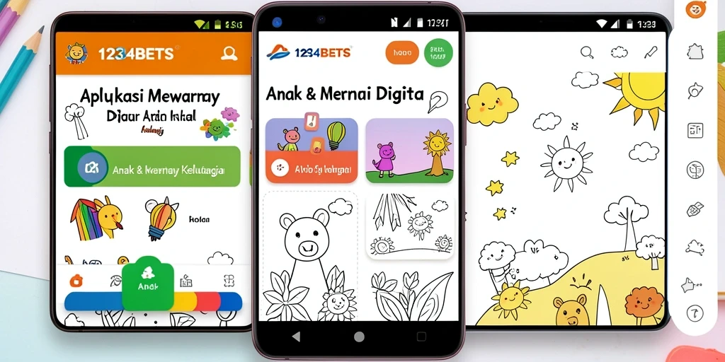 Antarmuka 1234BETS yang ramah anak untuk mewarnai.