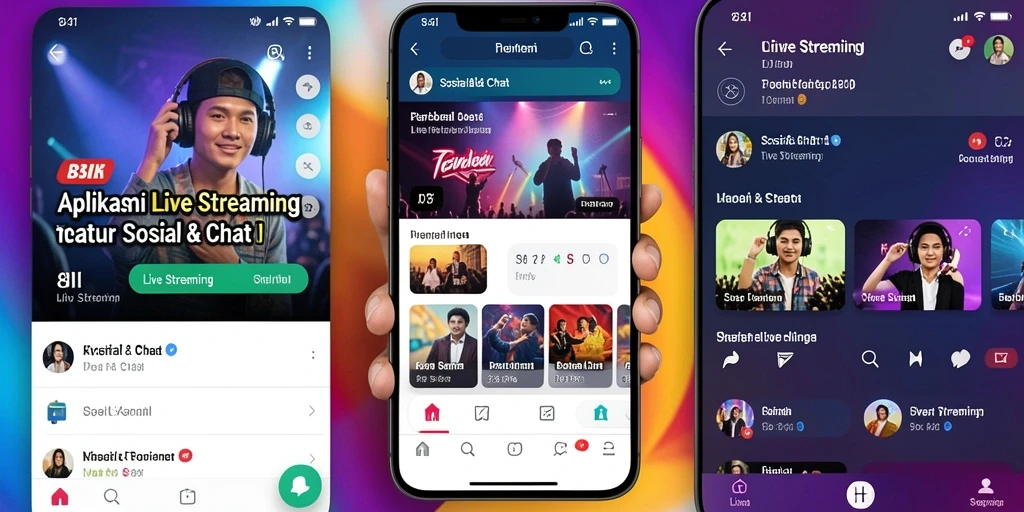 Tampilan antarmuka aplikasi Live Streaming 8II yang menarik dan interaktif.