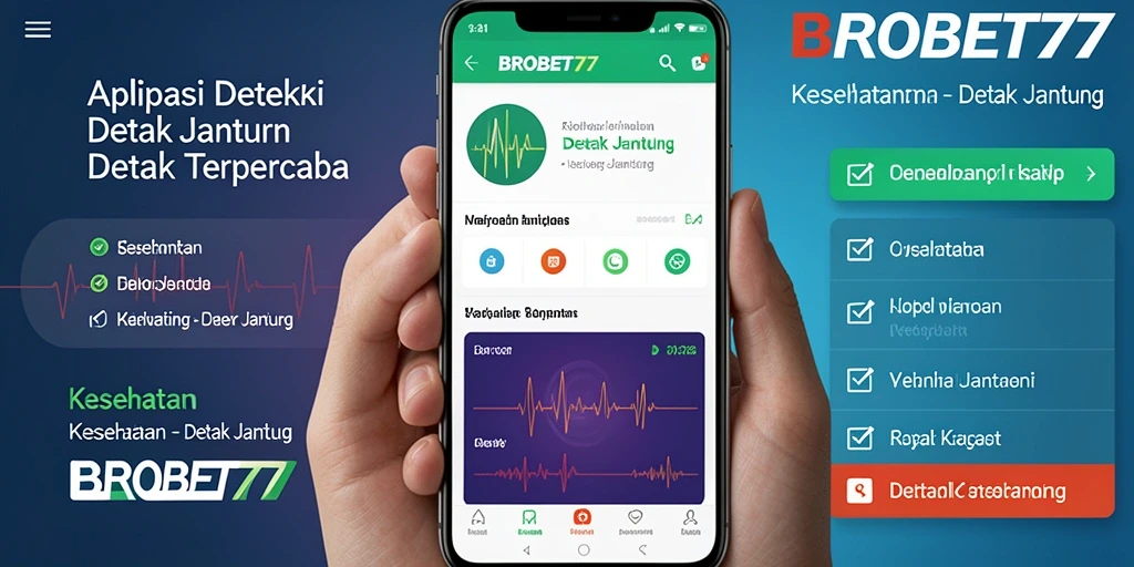 Antarmuka aplikasi BROBET77 untuk memantau detak jantung.