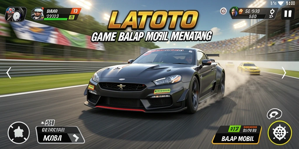 Tampilan antarmuka LATOTO yang menarik dan fungsional untuk balap mobil.