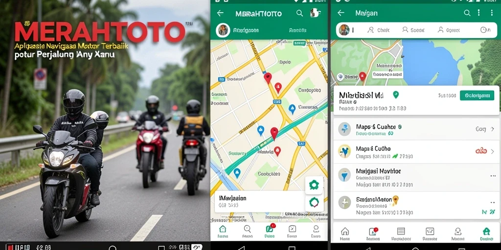 Antarmuka aplikasi MERAHTOTO dengan fungsi navigasi motor yang lengkap.