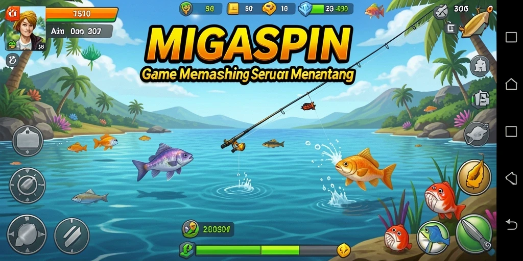 Tangkapan ikan besar dalam antarmuka game MIGASPIN yang menarik.