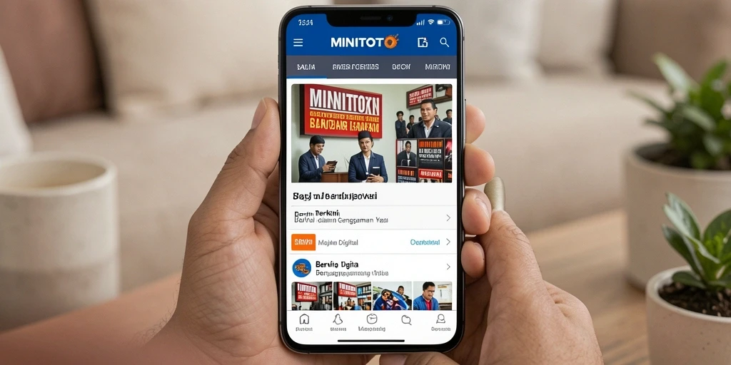Antarmuka utama aplikasi MINITOTO dengan berbagai berita menarik.