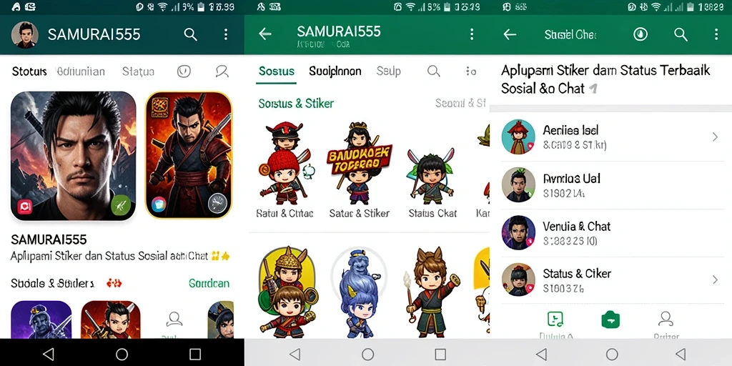 Antarmuka apik SAMURAI555 dengan berbagai stiker menarik.